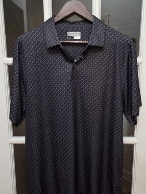 PGA Tour Men's Black Micro-Pattern Polo